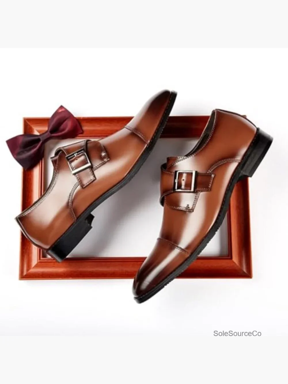 Genuine Leather Monk Strap Loafers Cap Toe Dress Oxford Slip On Shoes
